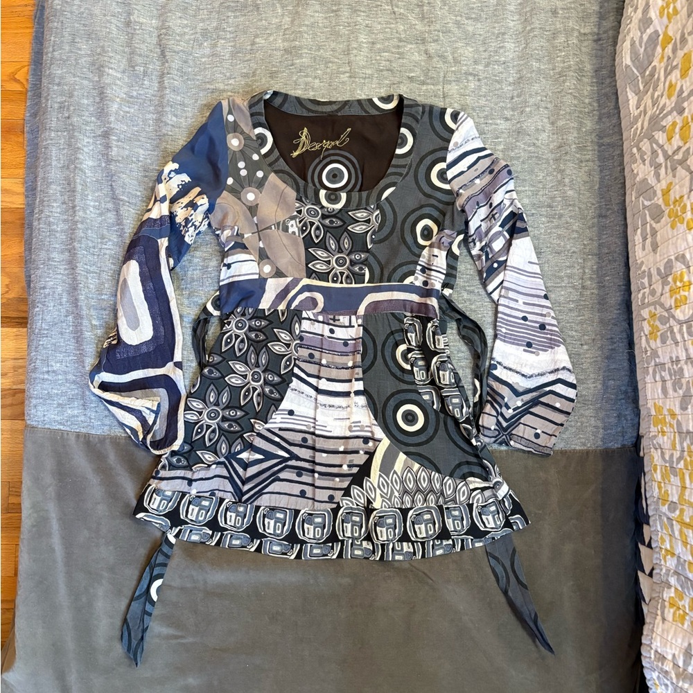 Desigual Artistic Blue and Gray Dress